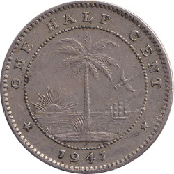 Liberia - 1/2 cent - Elephant - Palm Tree - Cupronickel - 1941 - No1537