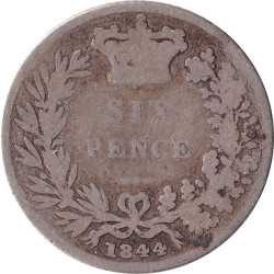 United Kingdom - 6 pence - Victoria - Young head - 1844 - No1538
