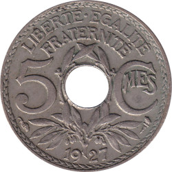 France - 5 centimes - Lindauer - Grand module - 1927 - No1542