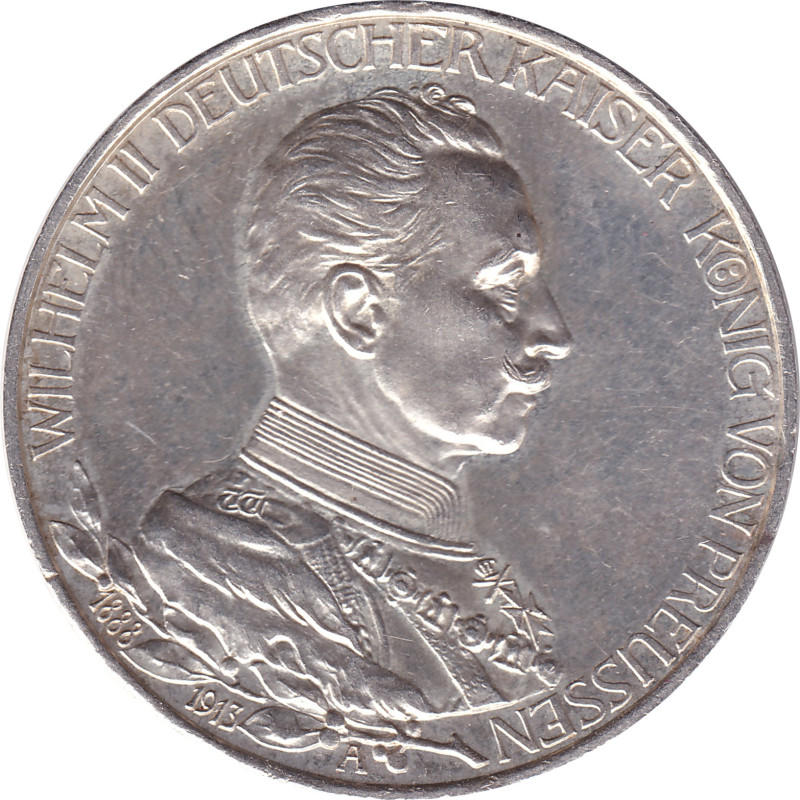 German States - 3 mark - Guillaume II - 25 years de règne - 1913 A - No1434