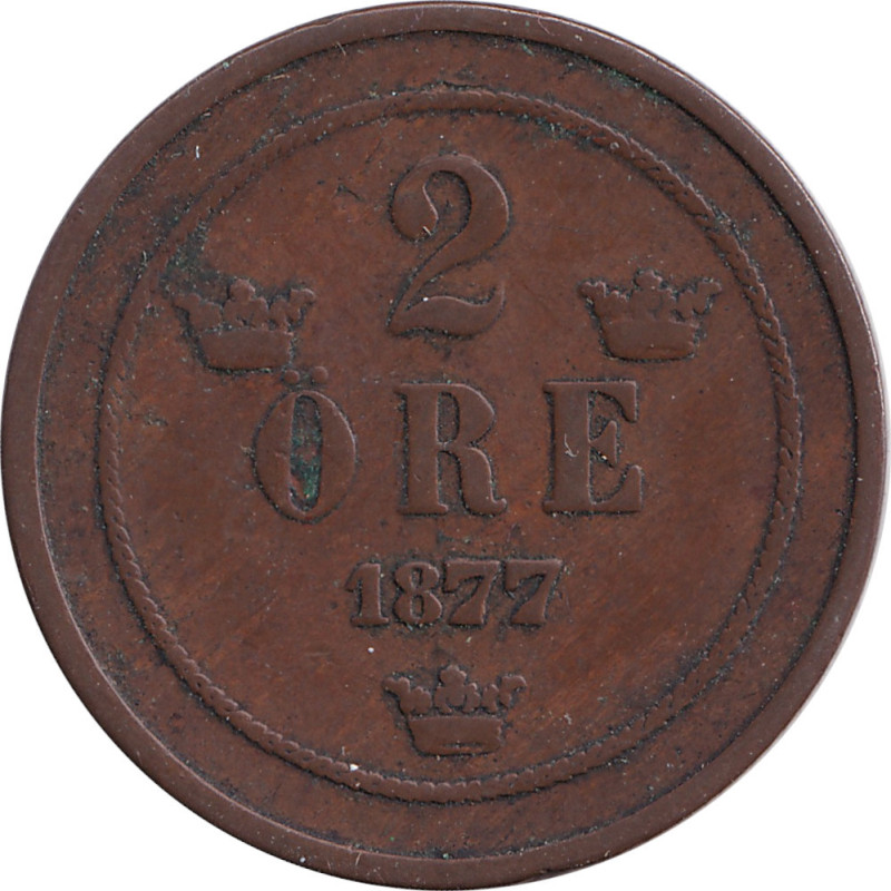 Sweden - 2 ore - Oscar II - Premier monogramme - 1877 - No1473