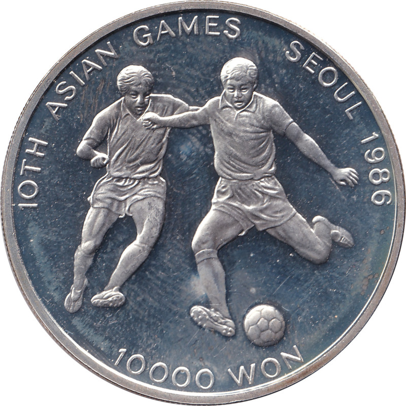 South Korea - 10000 won - Jeux Asiatiques - Joueurs de Football - 1986 - No1589