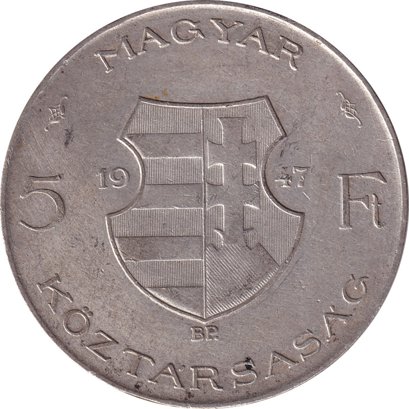 Hungary - 5 forint - Lajos Kossuth - Blason républicain - 1947 BP - No1622