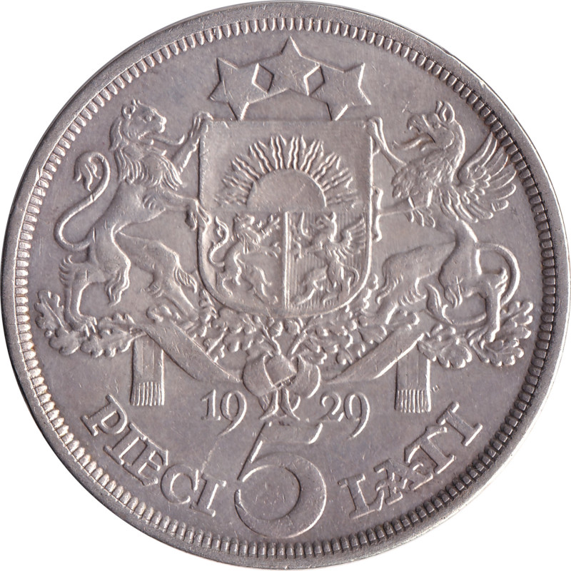 Latvia - 5 lati - Armoiries - 1929 - No1624