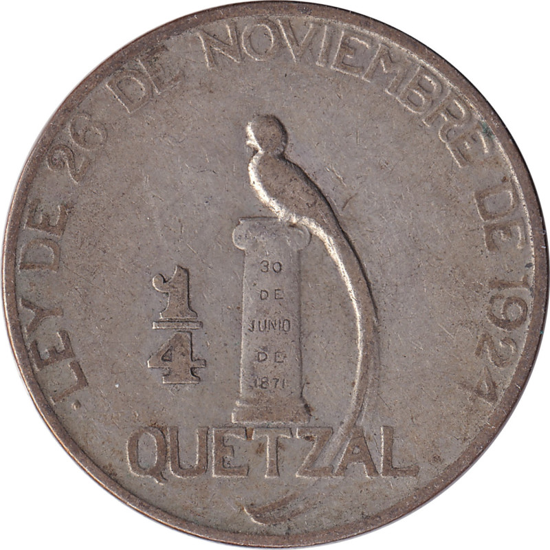 Guatemala - 1/4 quetzal - Emblème - Quetzal - 1925 - No1644