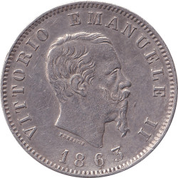 Italy - 1 lira - Victor Emmanuel II - Shield - 1863 M - No1651