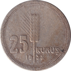 Turkey - 25 kurus - Mustafa Kemal - 1935 - No1661