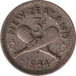 New Zealand - 3 pence -...
