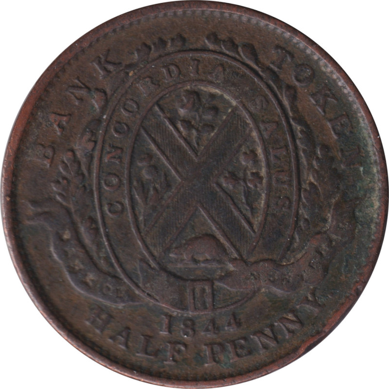 Canadian Provinces - 1/2 penny - Banque de Montréal - Front view - 1844 - No736
