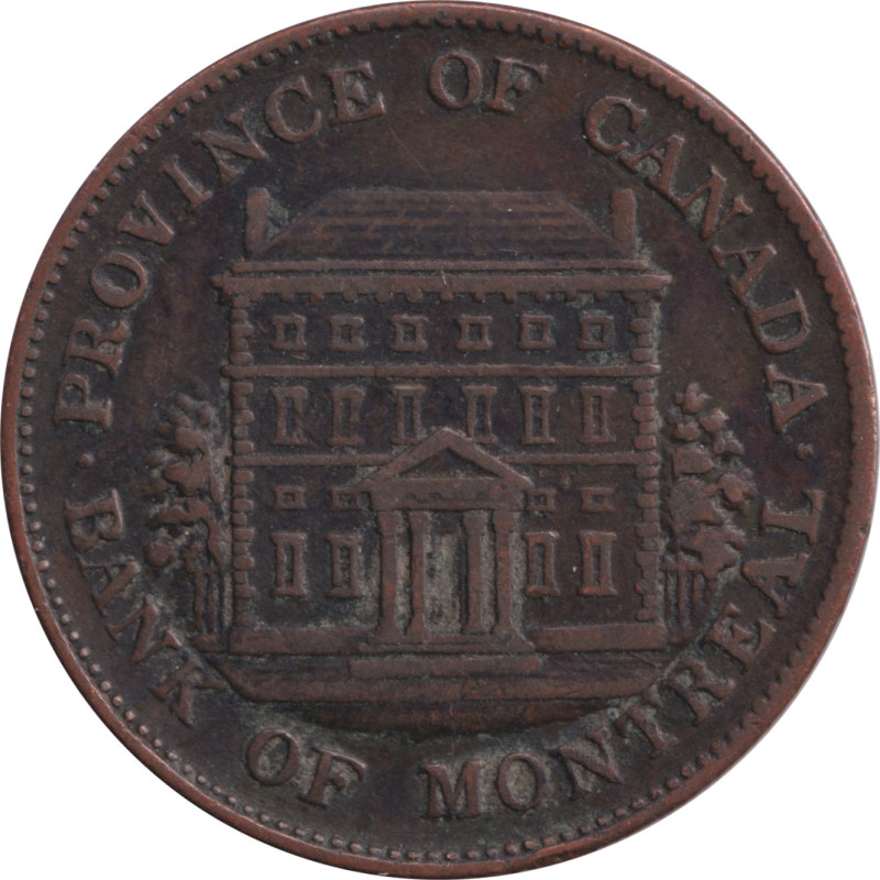Canadian Provinces - 1/2 penny - Banque de Montréal - Front view - 1844 - No737