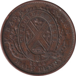 Canadian Provinces - 1/2 penny - Banque de Montréal - Front view - 1844 - No737