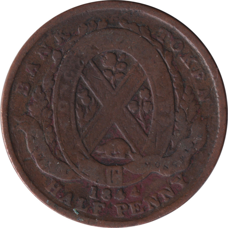 Canadian Provinces - 1/2 penny - Banque de Montréal - Front view - 1844 - No738