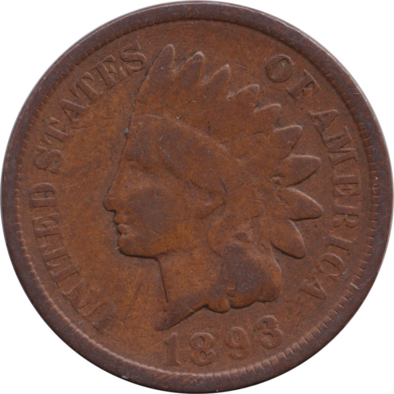 United States of America - 1 cent - Indian Head - Oak Leaves - Bronze - 1893 - No552